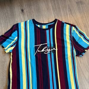 Tokyo Multicolor Striped Men's Short Sleeve Tee Y2K